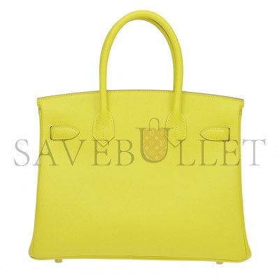 HERMES MASTER BIRKIN 30 EPSOM LEATHER LEMON YELLOW GOLD BUCKLE HIGH END BAG H028369CC9R (30*23*15cm)